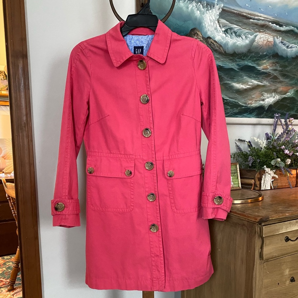 GAP 100% cotton Women's Pink barn trench jacket